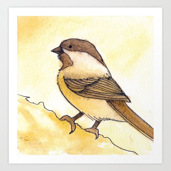 Yellow Black-capped Chickadee Art Print