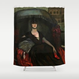 The Masquerade, Carnival, Venice, Italy portrait by Federico Beltran Masses Shower Curtain