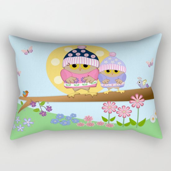 Spring owl in her new dress Rectangular Pillow