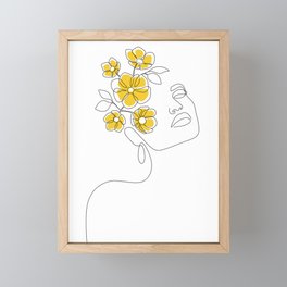 Mustard Bloom Girl Framed Mini Art Print