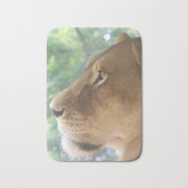 A Beast On A Bus Bath Mat | Digital, Lion, Photo, Animal, Zoo, Closeup, Dangerous, Color 