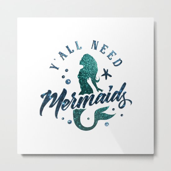 Mermaids - aqua and green glitter design Metal Print