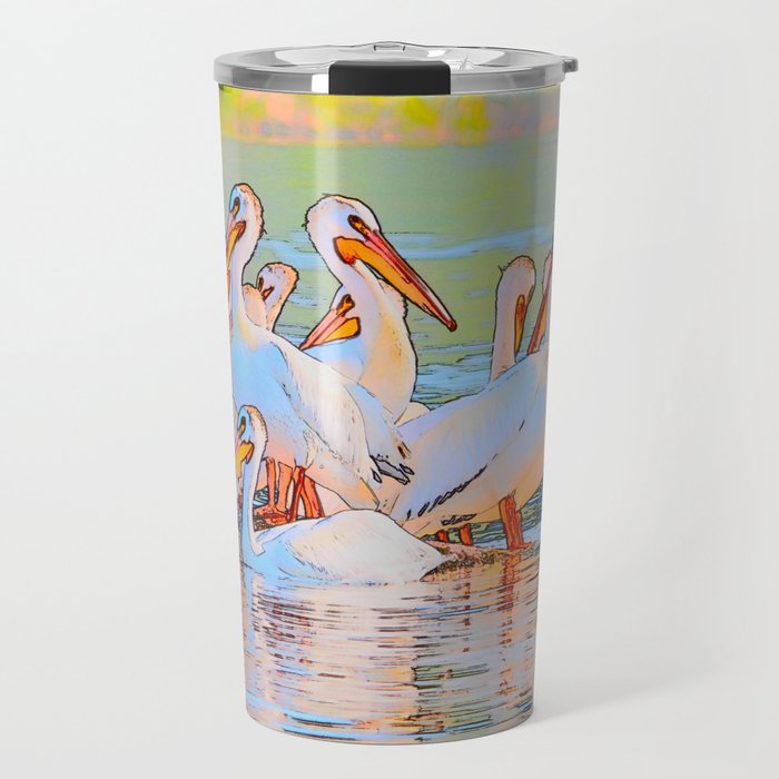 White Pelicans Travel Mug