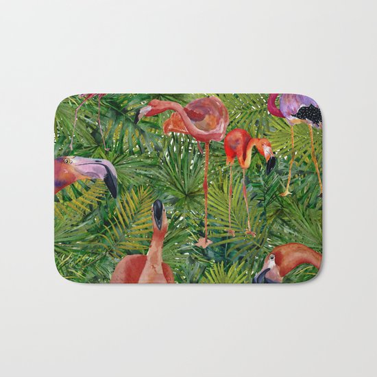 Aloha- Flamingo Bird Jungle Bath Mat