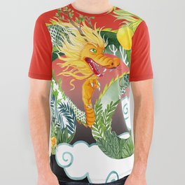 Green Chinese Dragon All Over Graphic Tee