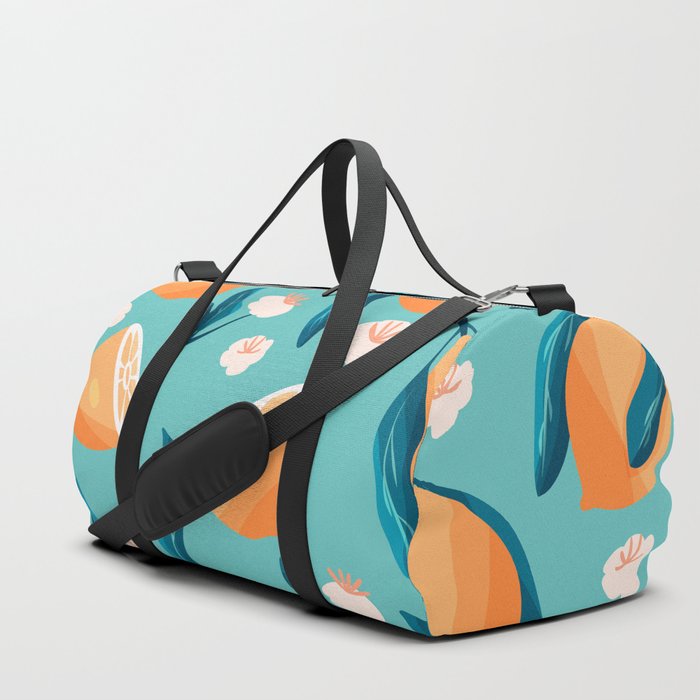 Seamless pattern with hand drawn lemons on blue background VECTOR Duffle Bag