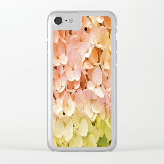 Delicate Pastel Multicolor Hydrangea Clear iPhone Case