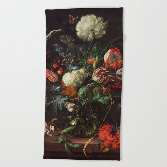 Jan Davidsz de Heem - Vase of Flowers Beach Towel