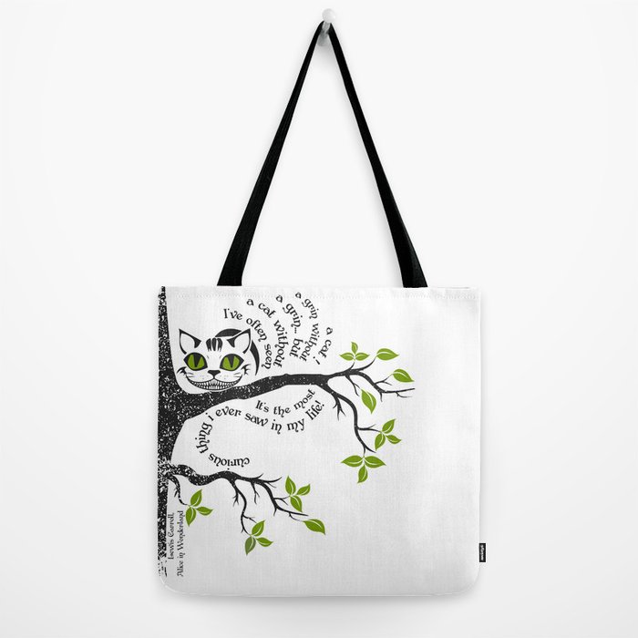 Alice in Wonderland playing with cute cat and butterflies Tote Bag