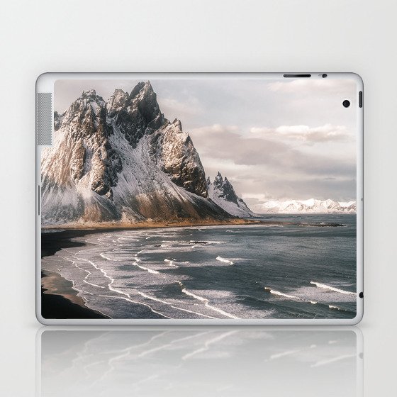 Stokksnes Icelandic Mountain Beach Sunset - Landscape Photography Laptop & iPad Skin