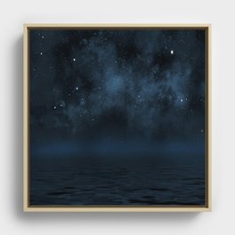 Universe & Ocean -   Space - Night Sky - Stars - Ocean - Night Framed Canvas
