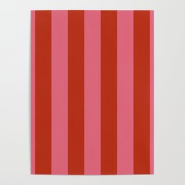 Sweetheart Pink Poppy Red Stripes Poster