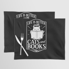 Cat Read Book Reader Reading Librarian Placemat