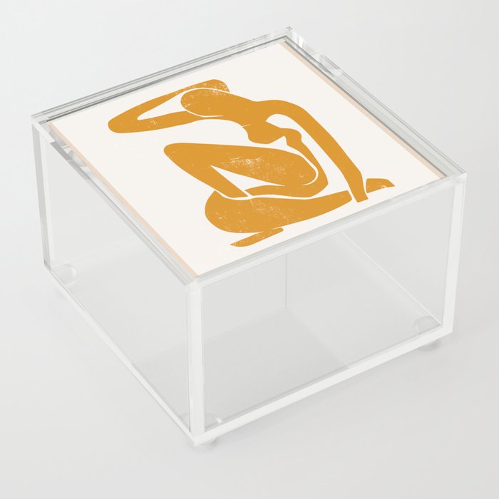Female Matisse Print in Yellow with Beige background Acrylic Box