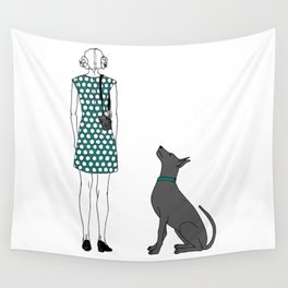 Photographer girl and dog Wall Tapestry