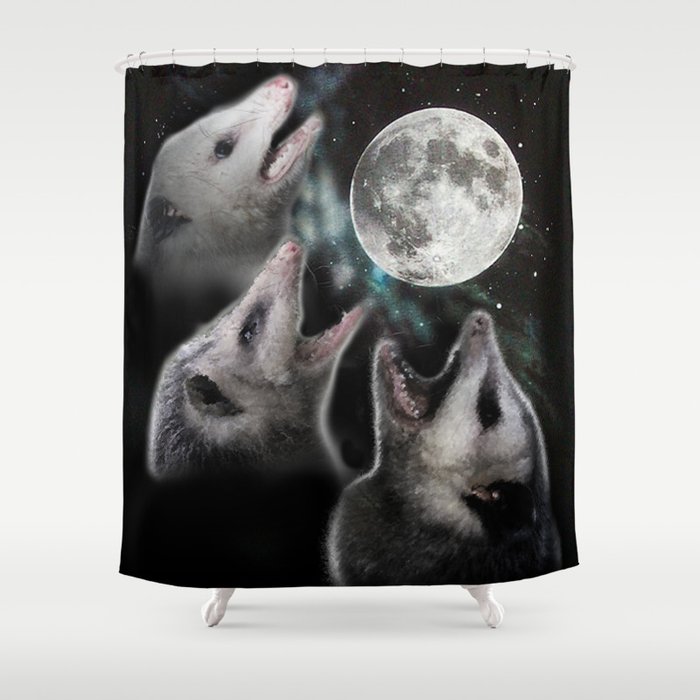 3 opossum moon Shower Curtain