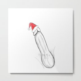 Merry Dickmas! Metal Print | Penis, Pubes, Guy, Drawing, Nsfw, Santa, Santahat, Festive, Male, Nudity 