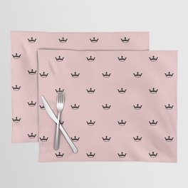 Black Crown pattern on Pastel Pink background Placemat