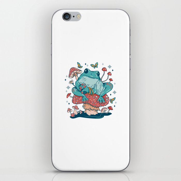 Frog Lounging on a Mushroom Cottage core iPhone Skin