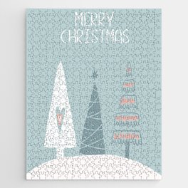 Merry Christmas Winter Trees Jigsaw Puzzle