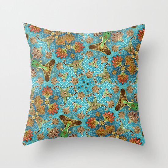 Indian Floral Throw Pillow