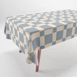 Contemporary Retro Checkerboard Pattern Cream & Cinder Blue Tablecloth