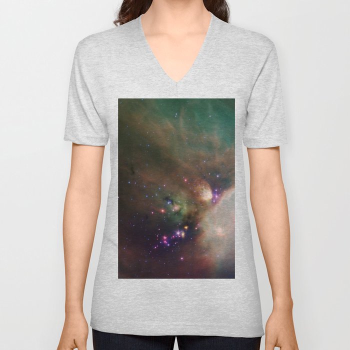 Young Stars in Galactic Dust Cloud V Neck T Shirt