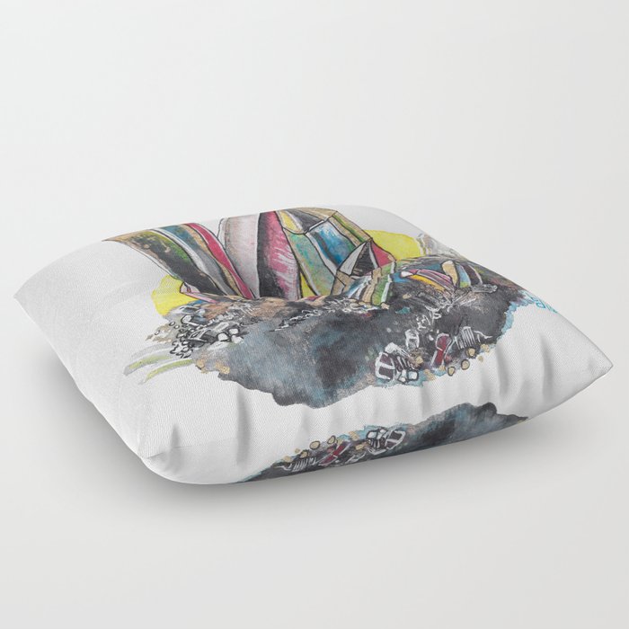 Rainbow Metallic Crystals Floor Pillow