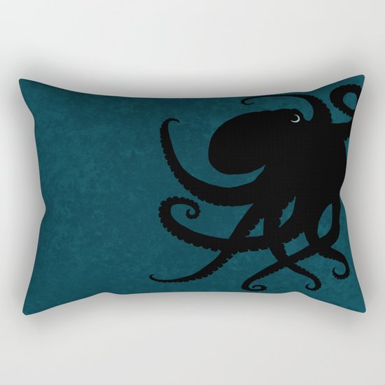"Octopus Silhouette" digital illustration by Amber Marine, (c) 2015 Rectangular Pillow