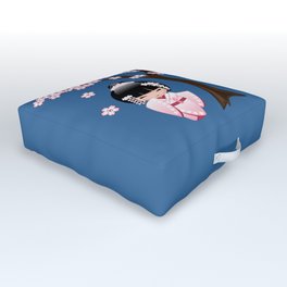 Japanese Bride Kokeshi Doll Outdoor Floor Cushion | Cartoon, Kimono, Cherryblossom, Japan, Sakurablossom, Doll, Kokeshi, Vector, Kawaii, Sakura 