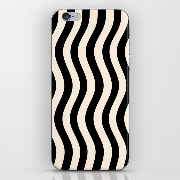 Wobbly Pop Stripes Pattern in Black and Almond Cream iPhone Skin