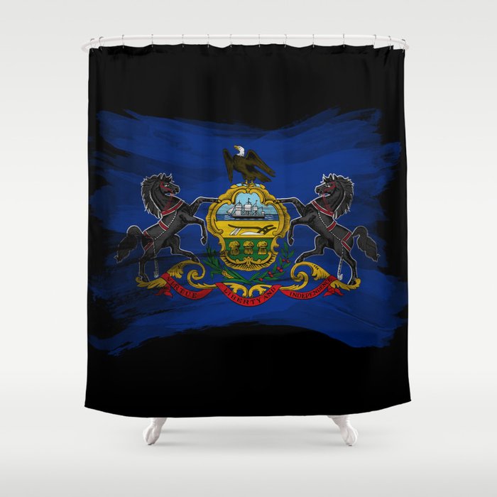 Pennsylvania state flag brush stroke, Pennsylvania flag background Shower Curtain