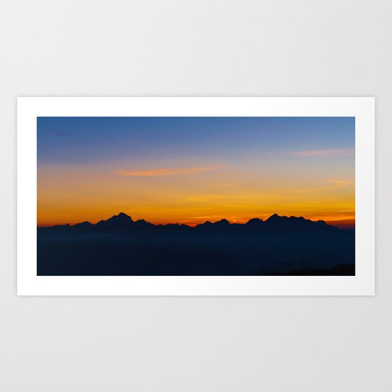 Wispy Mountain Glow Art Print