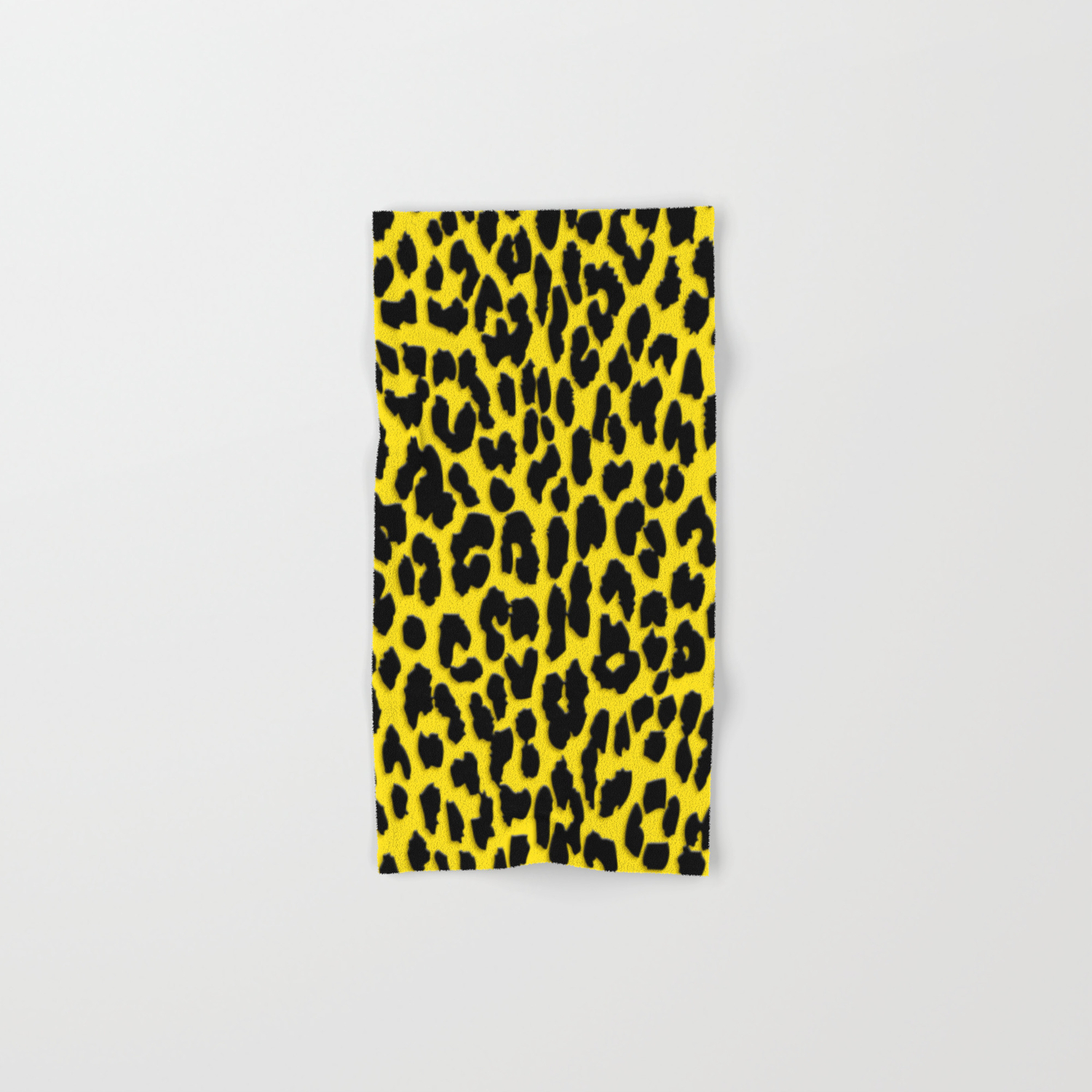 Bright Yellow Black Leopard Print Hand Bath Towel By Serigraphonart Society6
