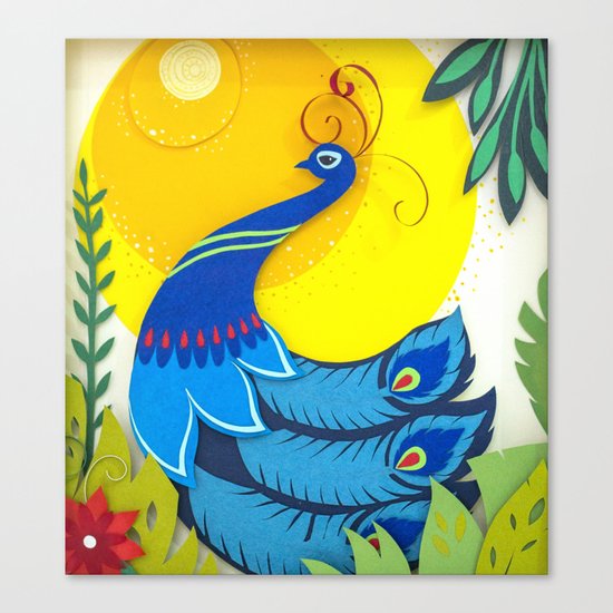 Peacock Paper Art Canvas Print