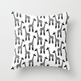 Giraffes Black on White Throw Pillow