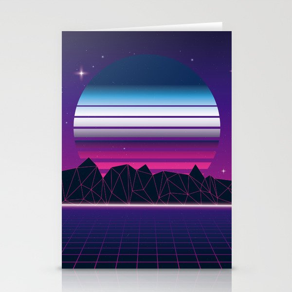 80s vaporwave sunset Stationery Cards