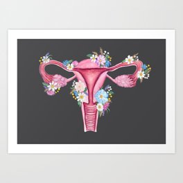 Floral Uterus Anatomy: Anatomical Art, Watercolor Feminist Women Doctor Gift Art Print