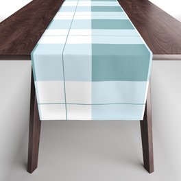 Winter Pastel Blue and White  Buffalo Plaid Check Pattern Table Runner