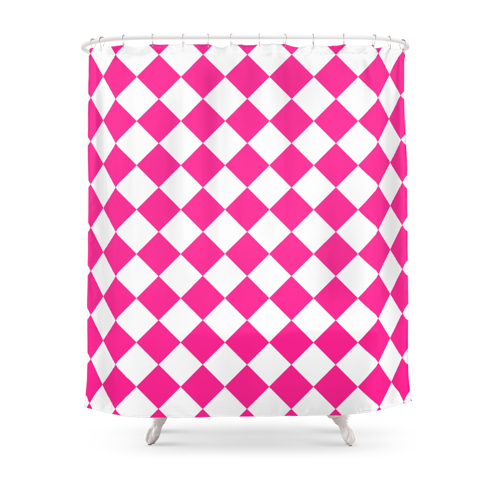 Rhombus (Rose & White Pattern) Shower Curtain by luxelab