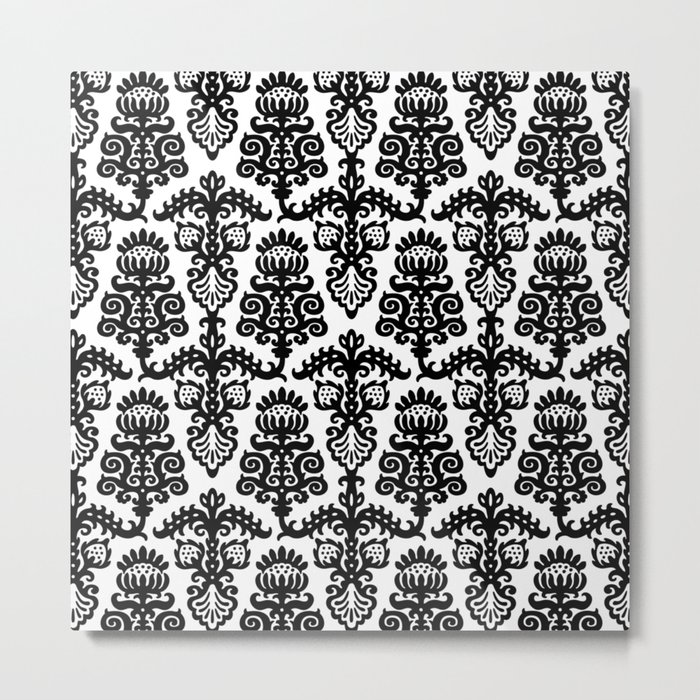 Floral Pattern Black & White Metal Print