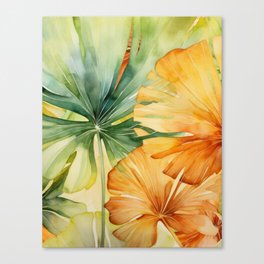 Shiny Exotic Summer Leaves Garden Canvas Print