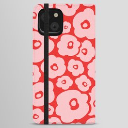 Retro Floral Pattern 140 Red and Pink iPhone Wallet Case