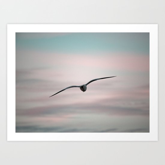 Twilight Seagull Art Print