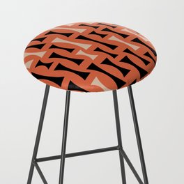 Retro Mid Century Modern Abstract Pattern 622 Black Orange and Cream Bar Stool
