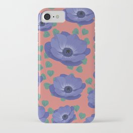 Blue flowers in pattern iPhone Case