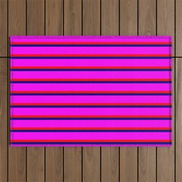 [ Thumbnail: Blue, Fuchsia, and Red Lines Pattern Outdoor Rug ]