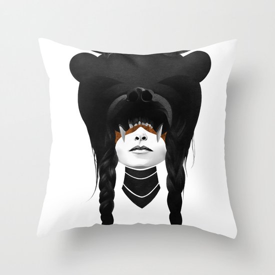 Bear Warrior Throw Pillow