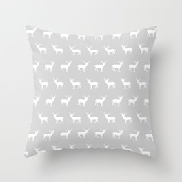 Deer pattern minimal nursery basic grey and white camping cabin chalet decor Throw Pillow