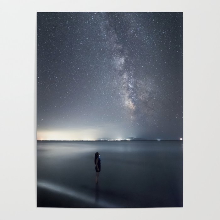 Observing Milky Way from the sea Poster